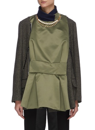Main View - Click To Enlarge - SACAI - Glen plaid satin panel embellished flare top