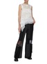 Figure View - Click To Enlarge - SACAI - Mesh panel straight leg satin pants