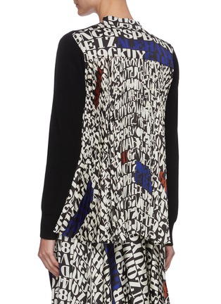 Back View - Click To Enlarge - SACAI - x Alexander Girard number and words motif pleated knitted cardigan