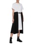 Figure View - Click To Enlarge - SACAI - Pleated side bottom belted short sleeve midi dress
