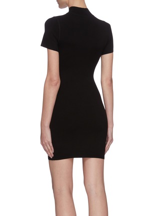 Back View - Click To Enlarge - T BY ALEXANDER WANG - Mock neck logo patch T-shirt dress