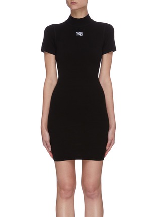Main View - Click To Enlarge - T BY ALEXANDER WANG - Mock neck logo patch T-shirt dress