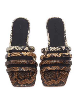 Detail View - Click To Enlarge - VINCE - Zahara' 4-band snake embossed square toeleather sandals