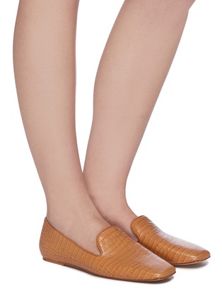 Figure View - Click To Enlarge - VINCE - Clark' croc embossedleather square toe loafers