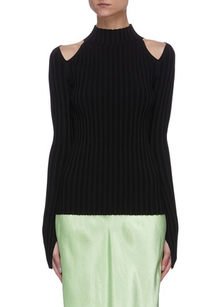 Main View - Click To Enlarge - HELMUT LANG - Shoulder cut out rib knit sweater