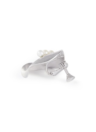 Detail View - Click To Enlarge - OLIVIA YAO - Freshwater pearls silver scallop stud clip earrings