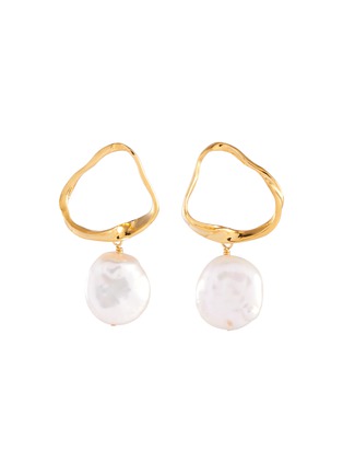 Main View - Click To Enlarge - OLIVIA YAO - Snow pearl gold plated ripple hoop earrings
