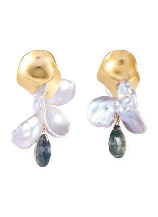 Main View - Click To Enlarge - OLIVIA YAO - Keshi pearl phantom crystal gold plated reef clip earrings