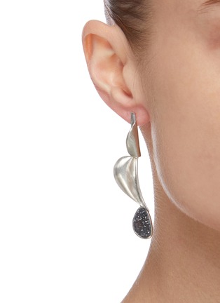 Figure View - Click To Enlarge - OLIVIA YAO - Natural crystal sterling silver curl drop earrings