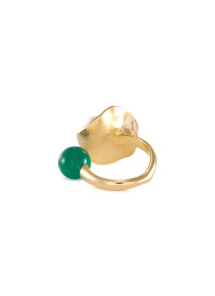 Detail View - Click To Enlarge - OLIVIA YAO - 'Ikelos' freshwater pearl green agate gold plated sterling silver ring