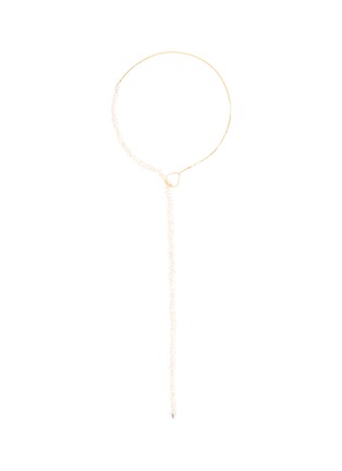 Main View - Click To Enlarge - OLIVIA YAO - Keshi pearls rutilated quartz gold plated ripple lariat necklace