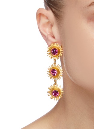  - LANE CRAWFORD VINTAGE ACCESSORIES - Rambaud "Sunburst" 14k gold drop earrings