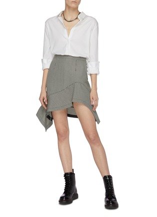 Figure View - Click To Enlarge - ALEXANDER WANG - Deconstructed asymmetric houndstooth mini skirt