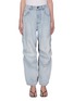 Main View - Click To Enlarge - ALEXANDER WANG - Light wash contrast panelled cargo jeans