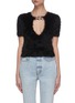 Main View - Click To Enlarge - ALEXANDER WANG - Chain embellished V-neck short sleeve sweater