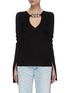 Main View - Click To Enlarge - ALEXANDER WANG - Split cuff chain embellished rib knit top