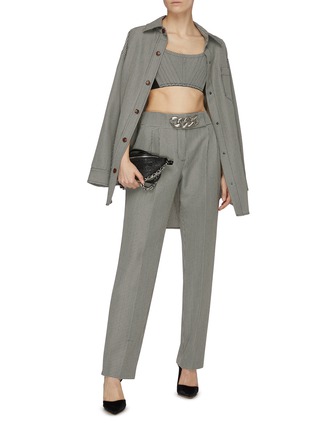 Figure View - Click To Enlarge - ALEXANDER WANG - Chain embellished low waist houndstooth pants