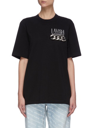 Main View - Click To Enlarge - ALEXANDER WANG - 'Lavish' logo print chain embellished T-shirt
