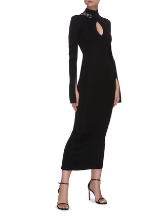 Figure View - Click To Enlarge - ALEXANDER WANG - Chain embellished turtleneck long sleeve midi dress
