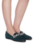 Figure View - Click To Enlarge - STELLA LUNA - Crystal chain detail suede loafers