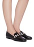 Figure View - Click To Enlarge - STELLA LUNA - Crystal chain detail leather loafers