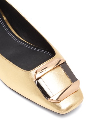 Detail View - Click To Enlarge - STELLA LUNA - Metal buckle metallic leather flats