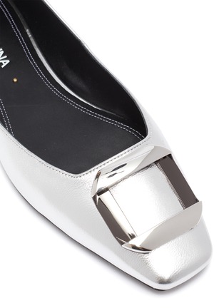 Detail View - Click To Enlarge - STELLA LUNA - Folded square buckle leather ballerina flats