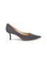 Main View - Click To Enlarge - JIMMY CHOO - Love 65' monogram plaque point toe suede leather pumps