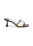 Main View - Click To Enlarge - JIMMY CHOO - 'Ria 65' logo strap open toe nappa leather heeled sandals
