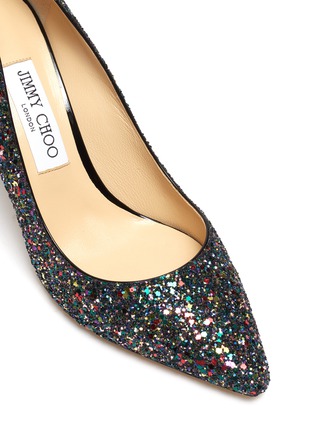 Detail View - Click To Enlarge - JIMMY CHOO - 'Romy 85' point toe coarse glitter pumps