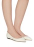 Figure View - Click To Enlarge - JIMMY CHOO - 'Romy' point toe chevron embossed patent leather skimmer flats