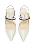 Detail View - Click To Enlarge - JIMMY CHOO - 'Ray 65' logo-woven pointed toe slingback nappa leather pumps