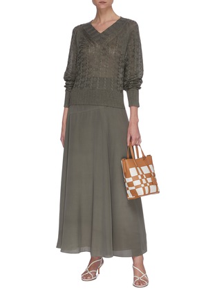 Figure View - Click To Enlarge - THEORY - Asymmetric drape sandwashed silk skirt