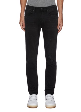 Main View - Click To Enlarge - FRAME - 'L'Homme' dark wash ripped knee skinny jeans