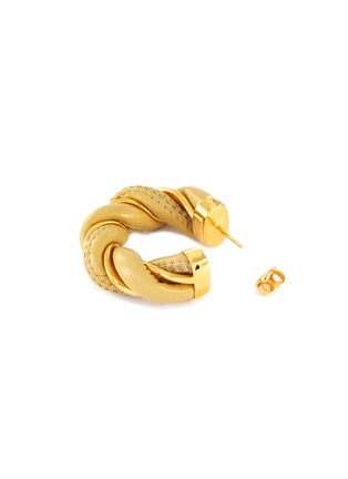 Detail View - Click To Enlarge - BOTTEGA VENETA - Twisted leather hoop earrings