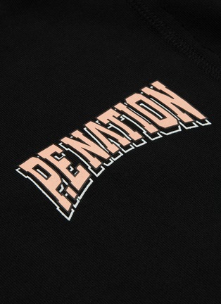  - P.E NATION - Free Formation logo print short sleeve crop hoodie