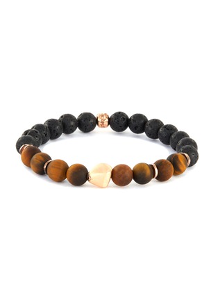 Main View - Click To Enlarge - TATEOSSIAN - Rose gold nugget tiger eye lava beads bracelet