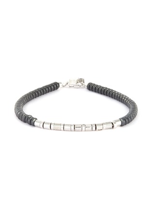 Main View - Click To Enlarge - TATEOSSIAN - Mineral Bamboo' hematite silver disc bead bracelet