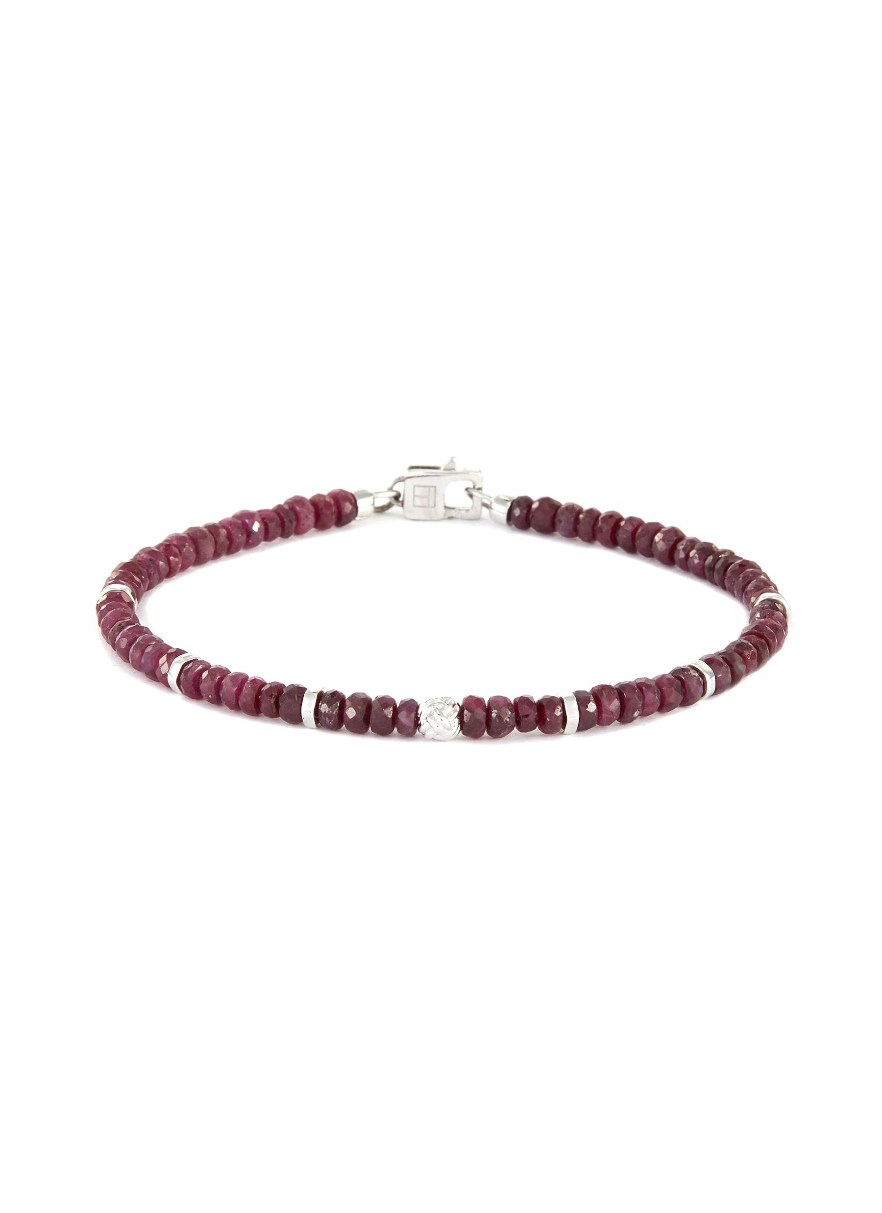 Nodo Precious’ ruby bead silver bracelet