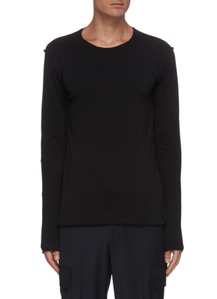 Main View - Click To Enlarge - ATTACHMENT - Double layer raw edge long sleeve T-shirt