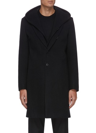 Main View - Click To Enlarge - ATTACHMENT - Double layer single breast hood wool cashmere blend coat