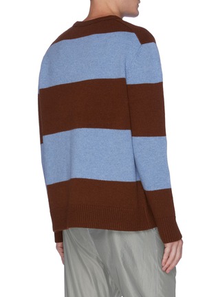 Back View - Click To Enlarge - ACNE STUDIOS - Face patch block stripe wool sweater