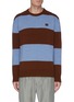 Main View - Click To Enlarge - ACNE STUDIOS - Face patch block stripe wool sweater