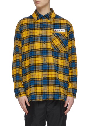 Main View - Click To Enlarge - ACNE STUDIOS - Check print face patch pocket flannel shirt