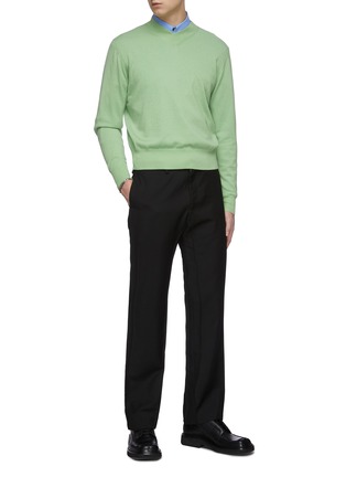 Figure View - Click To Enlarge - KARMUEL YOUNG - Mock V neck merino wool sweater