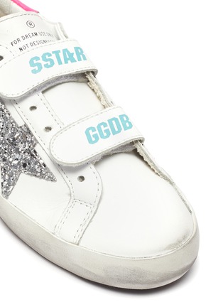 Detail View - Click To Enlarge - GOLDEN GOOSE - 'Old School' sequin star patch kids leather shoes