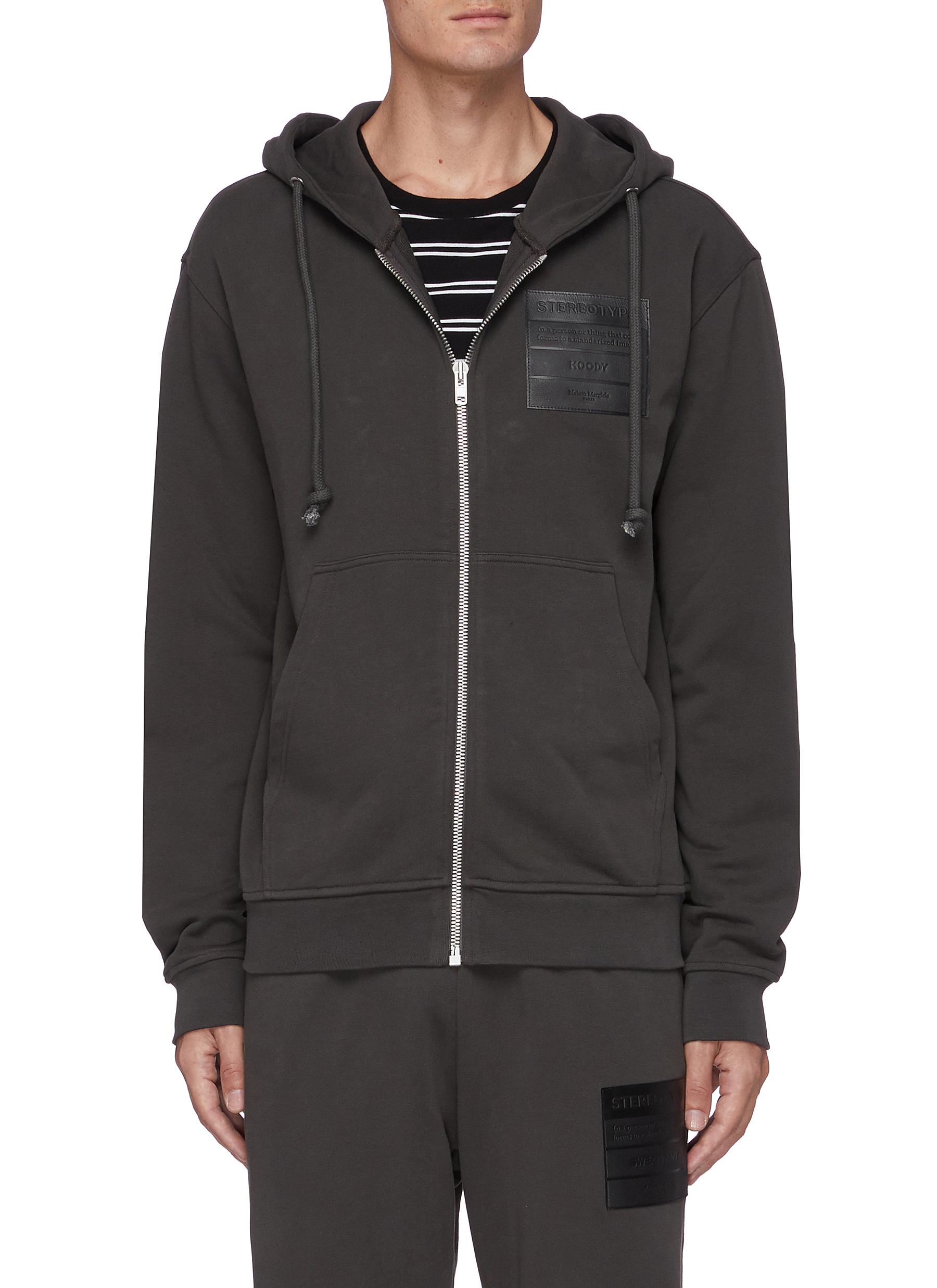 Stereotype logo patch zip front hoodie