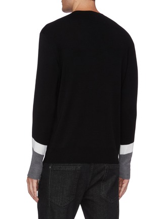 Back View - Click To Enlarge - NEIL BARRETT - Modernist colourblock cuff wool blend sweater