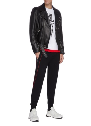 Figure View - Click To Enlarge - NEIL BARRETT - Contrast piping modernist jogging pants
