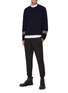 Figure View - Click To Enlarge - NEIL BARRETT - Colourblock stripe cuff wool blend knit sweater